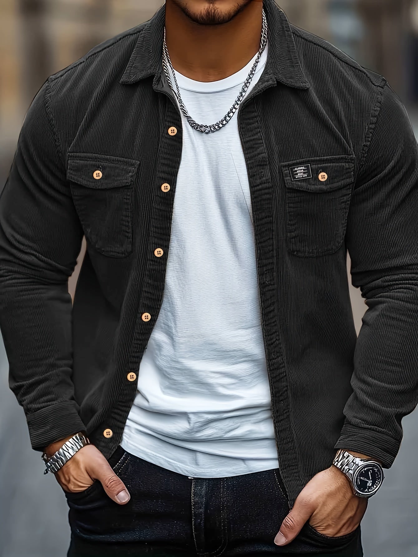 Felipe - Casual corduroy overhemd met knopen