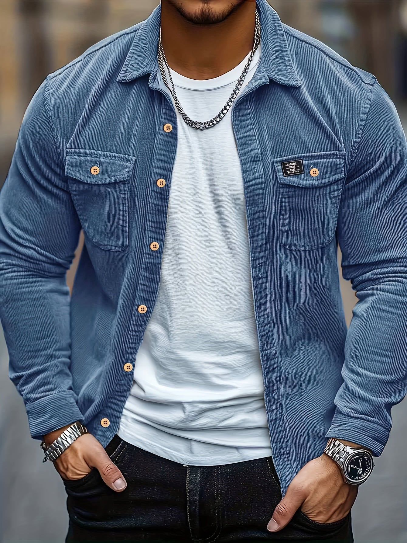Felipe - Casual corduroy overhemd met knopen