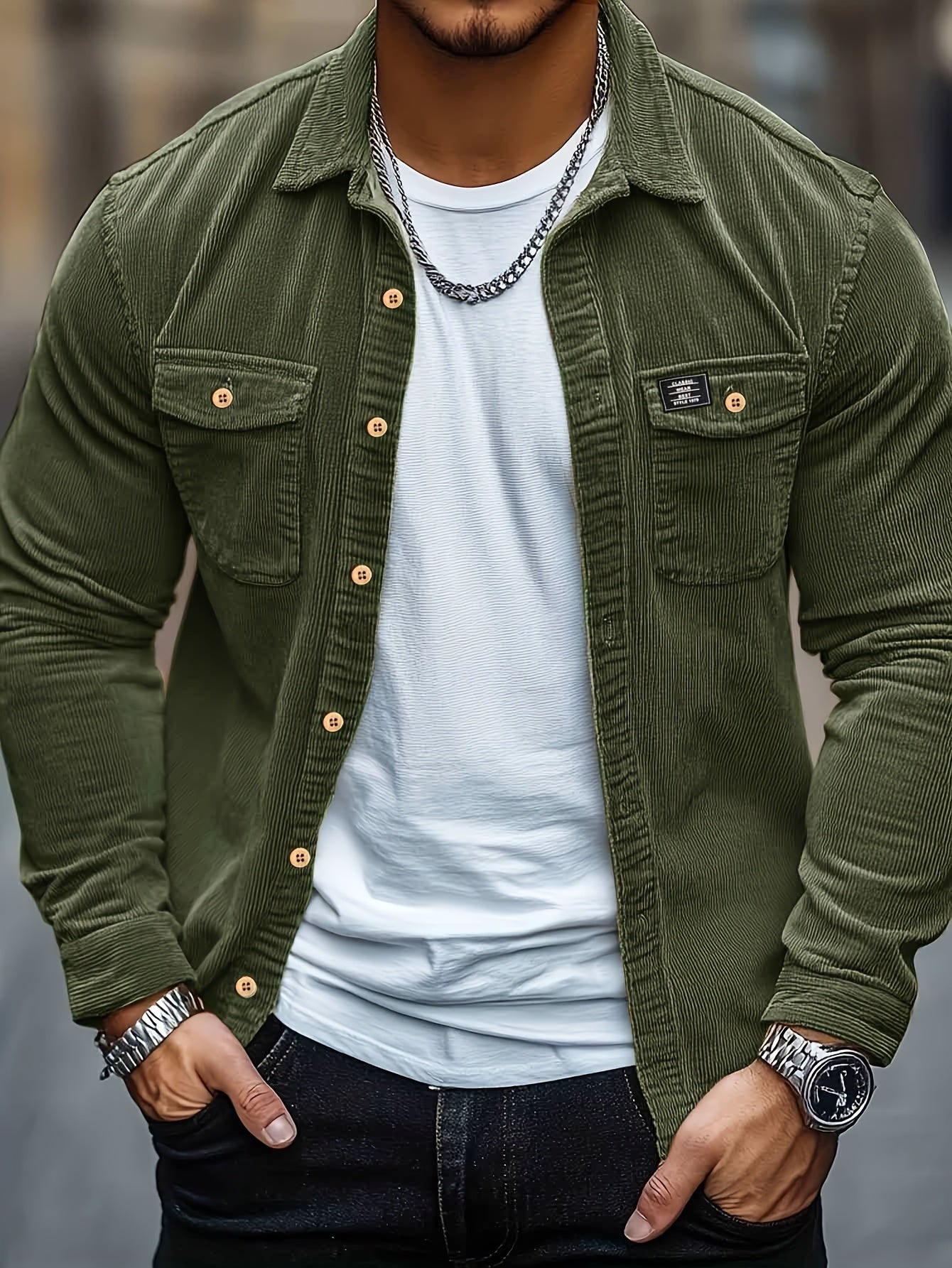 Felipe - Casual corduroy overhemd met knopen