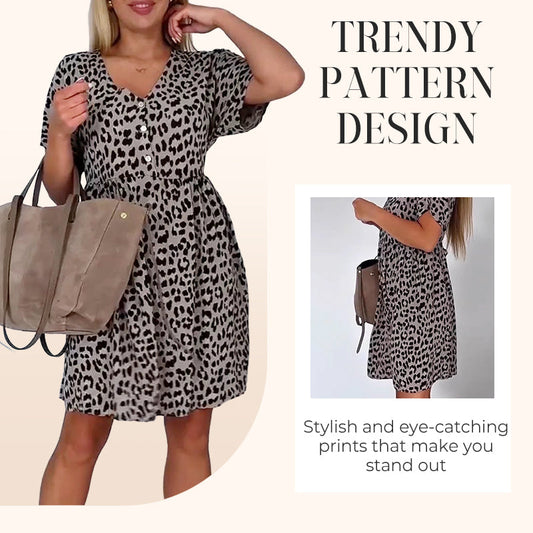 ⏳Tijdelijke aanbieding⏰Casual jurk met V-hals en korte mouwen👗